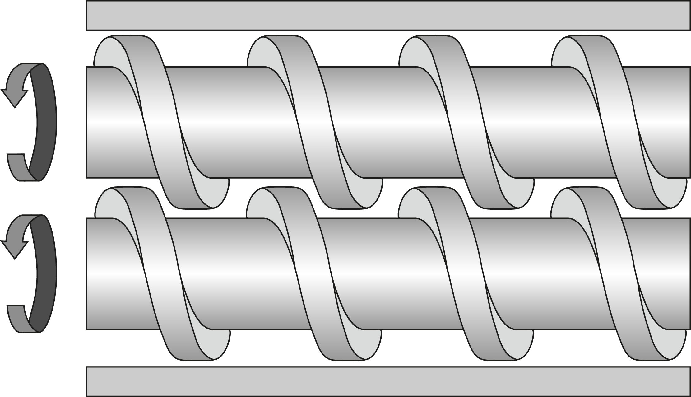 doppelschneckenextruder-schemazeichnung Schematische Darstellung/Zeichnung eines Doppelschneckenextruders.