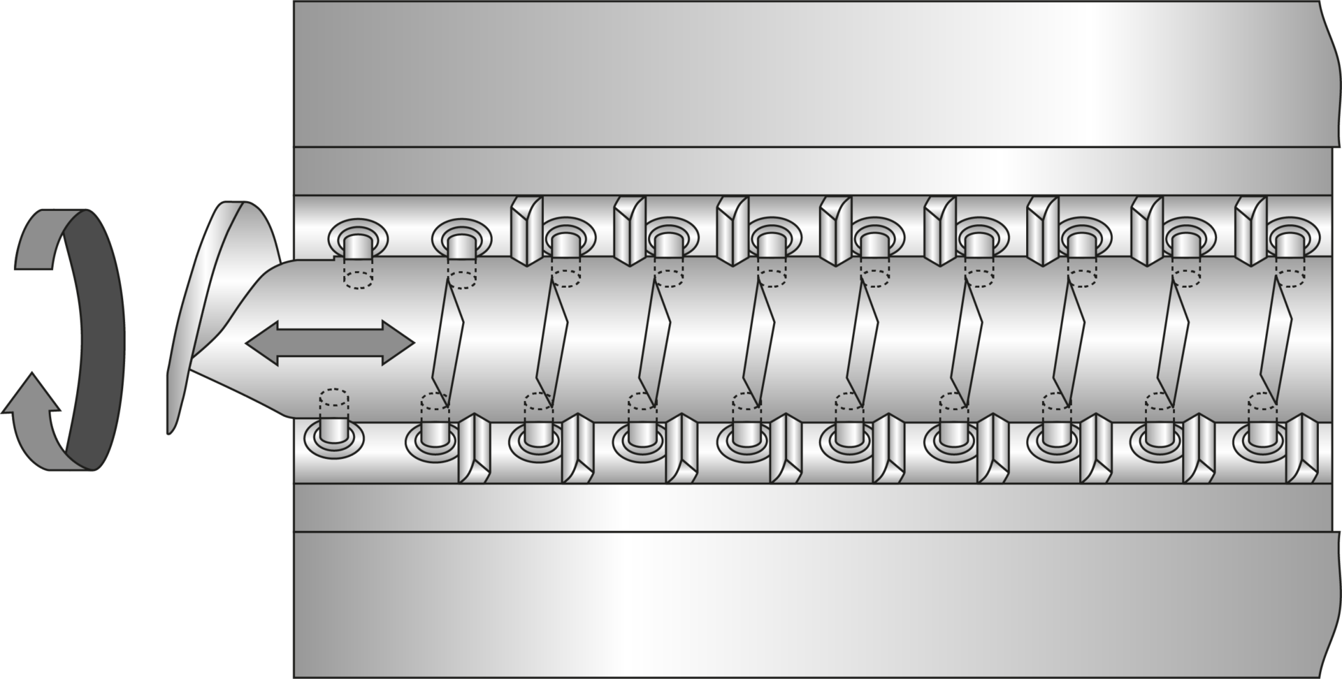 ko-kneter-schemazeichnung Schematische Darstellung/Zeichnung eines BUSS Ko-Kneters.